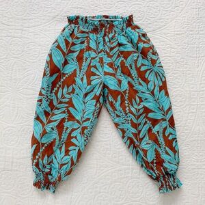 Janie and Jack Tropical Pants, Blue / Brown Palm‎ Print